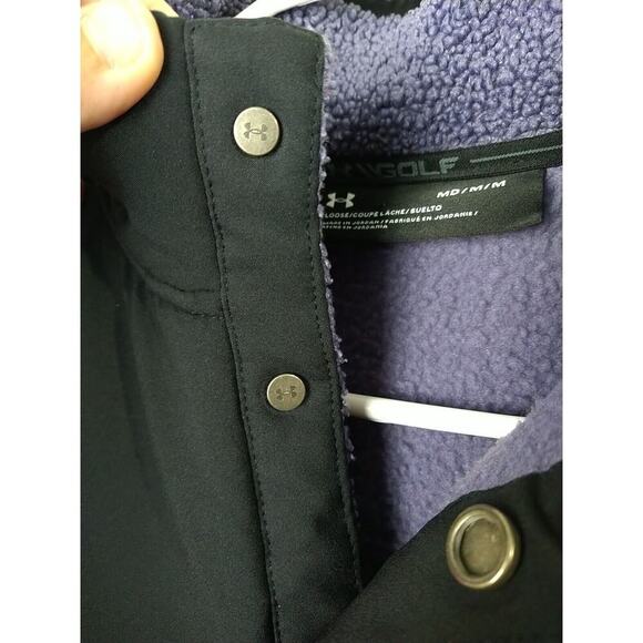 Under Armor Men's M Sherpa Jacket Purple Pullover Golf Snap 1/4 Top Loose Fit - Picture 6 of 12